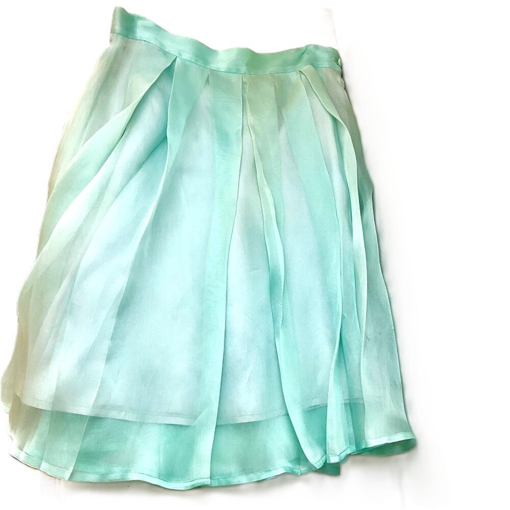 Annarita Celano Turquoise Silk Organza Skirt Size IT 44 Made in Italy